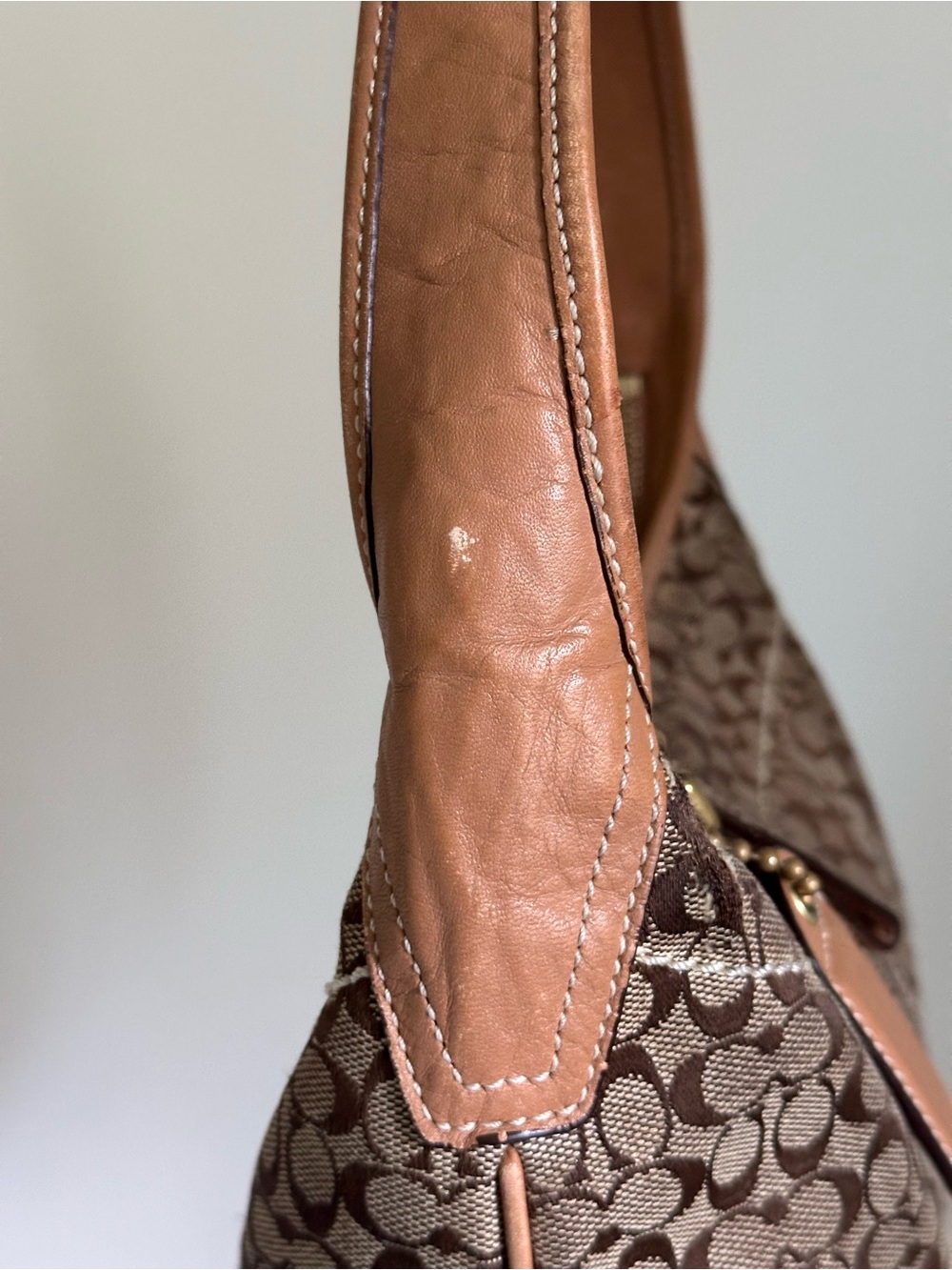 Coach Signature Shoulder Purse CC Logo Sufflette 10776 Light Brown Vintage - Picture 11 of 14